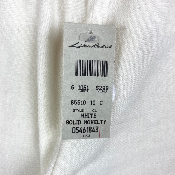 Lillie Rubin Pants Linen Embroidered Cropped - Picture 7 of 9